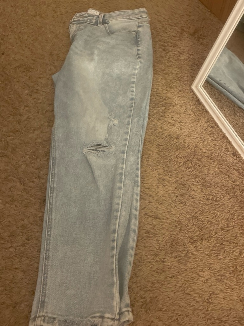 Time and Tru Light Blue Straight Leg Distressed Jeans